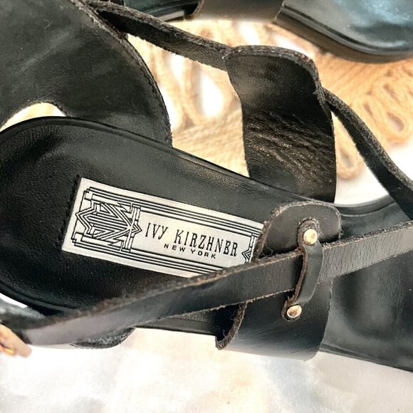Ivy Kirzhner Black Leather Lacquered Detail Strappy Heels Women’s Size 8.5 - Picture 6 of 9